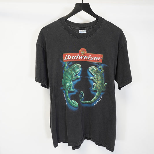 (L) Vintage Budweiser Frank & Louie Chameleons Promo T-Shirt Men's L 90s Beer Black