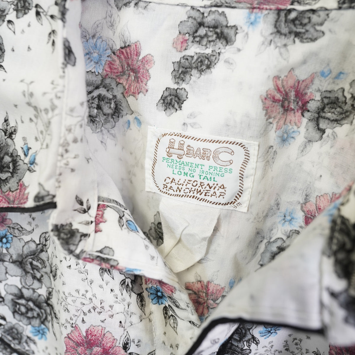 (L) True Vintage 1970s Floral Pearl Snap Wide Collar Western Button Up Shirt Men's L