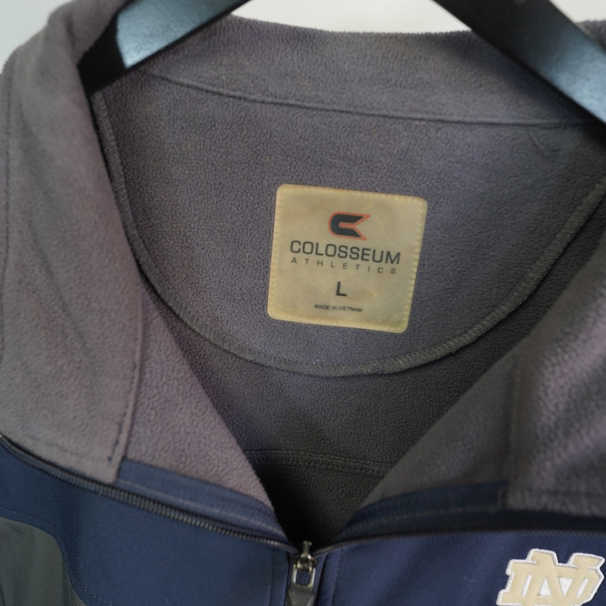 (L) Vintage Note Dame Fighting Irish Colosseum Full Zip Jacket Men's L Blue Gray