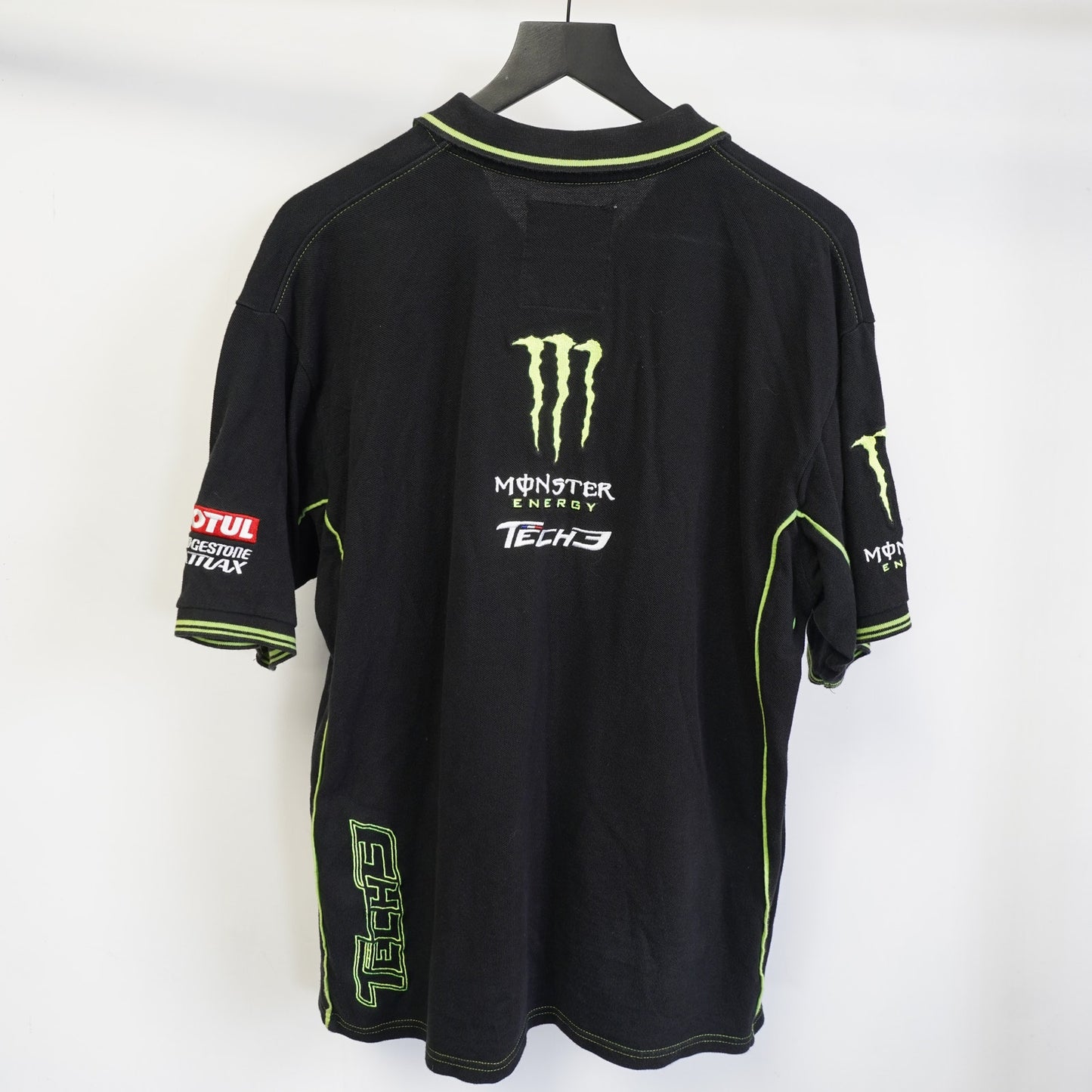 (XL) Vintage Monster Energy Y2k Tech3 Team Polo Shirt Embroidered Men's XL Black 2000