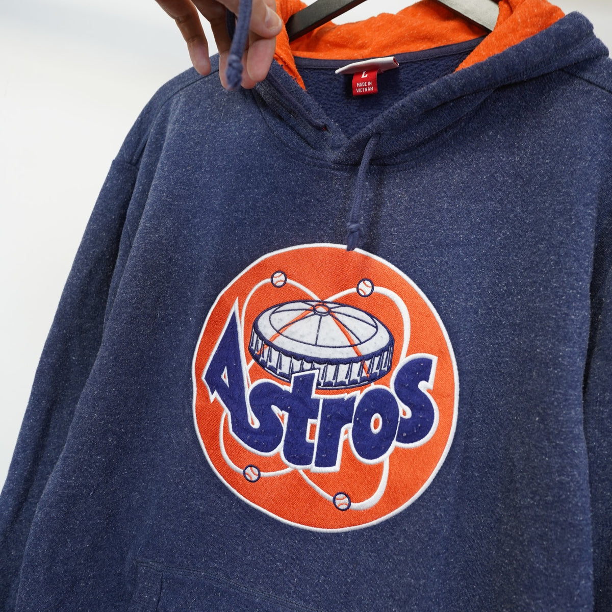 (L) Vintage Houston Astros Embroidered Mitchell & Ness Hoodie Sewn Men' L Navy Retro