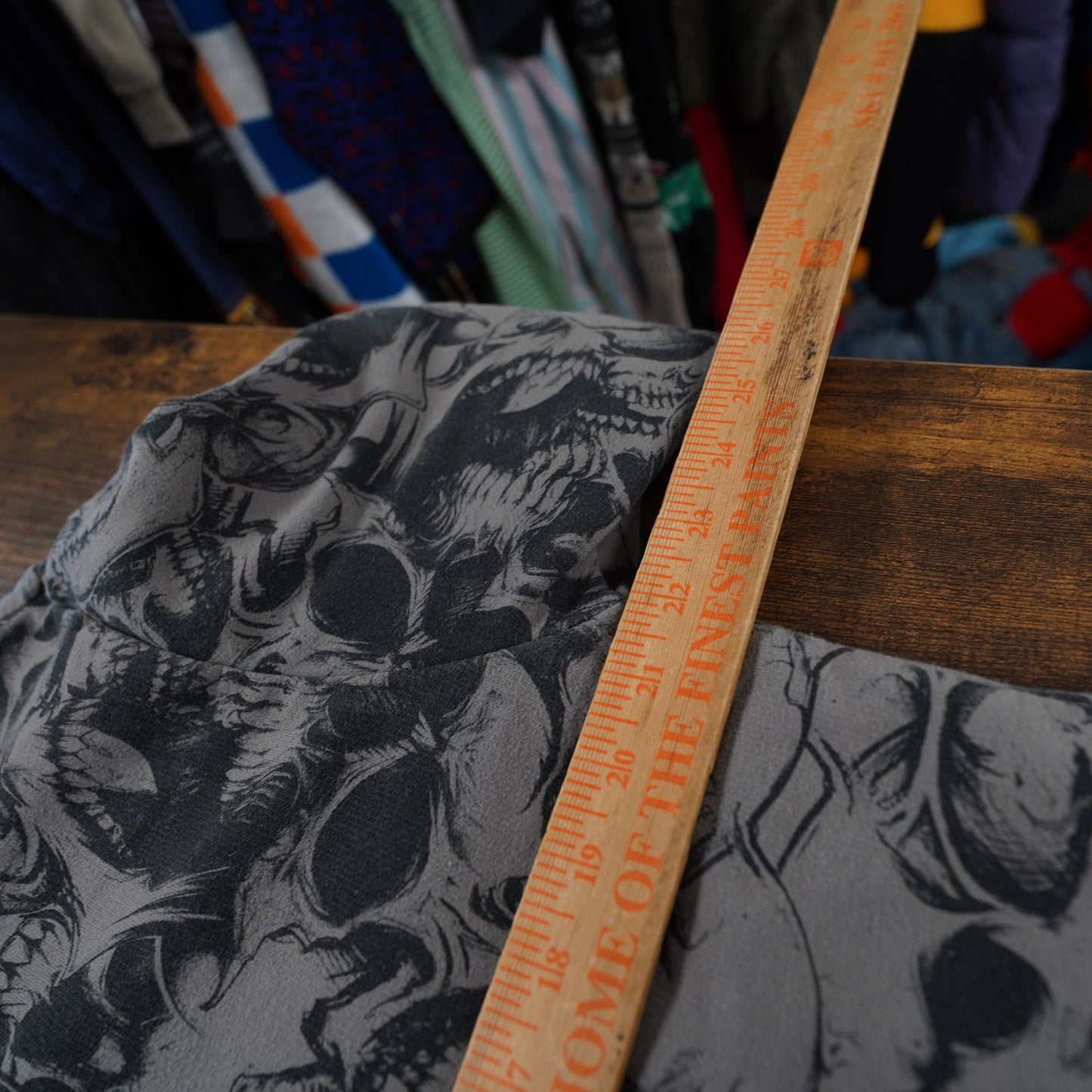 (L) Vintage MMA Elite Skull Pile Hoodie Y2K Men's L Gray All Over Print 2000s
