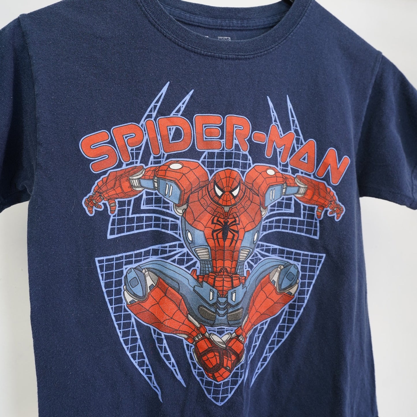 (Kids L 10/12) Spider-Man Avengers Mech T-Shirt Kids Sz. L Youth 10/12 Blue Spidey Superhero