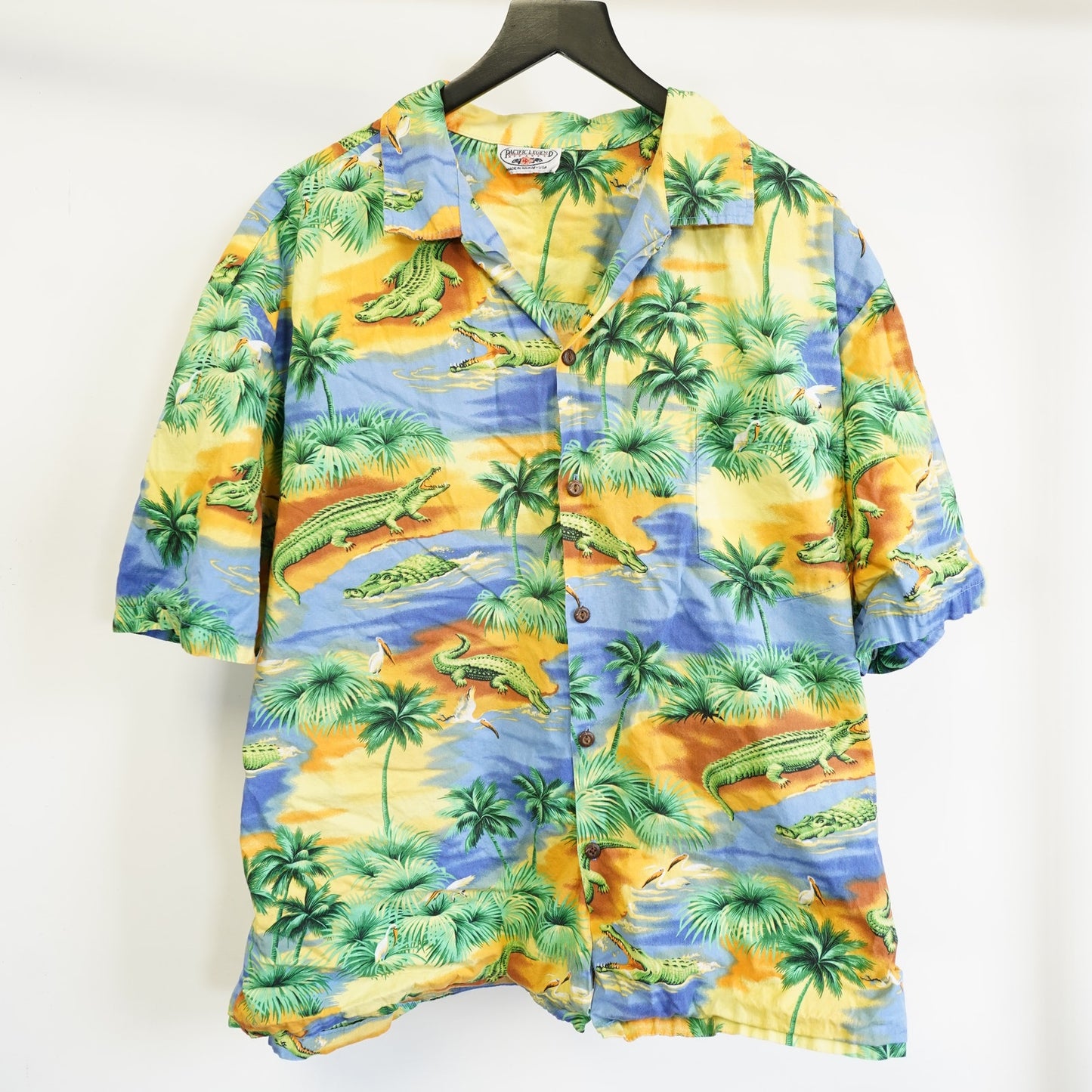 (XXL) Vintage 90's Pacific Legend Hawaiian Shirt Men's 2XL Alligator Tropical USA Made