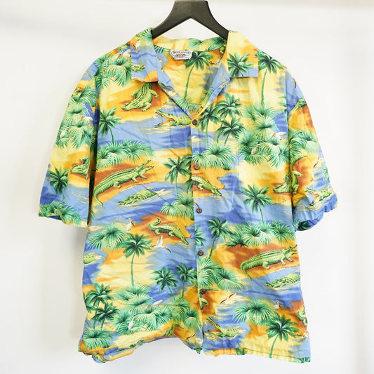 (XXL) Vintage 90's Pacific Legend Hawaiian Shirt Men's 2XL Alligator Tropical USA Made