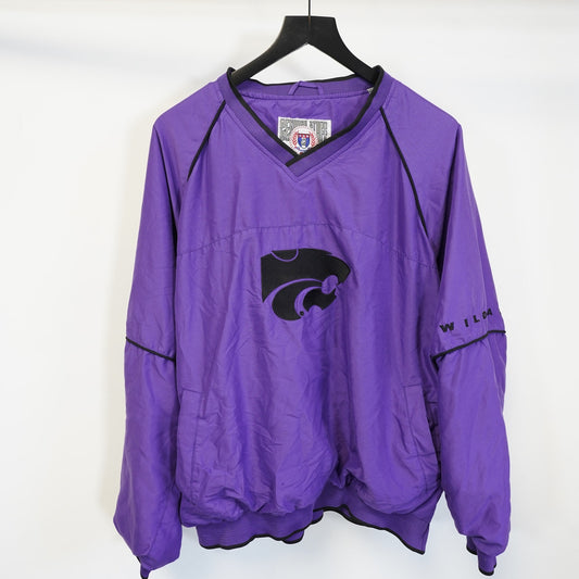 (L) Vintage Kansas State Wildcats Sewn Pullover Windbreaker Men's L Purple Jacket