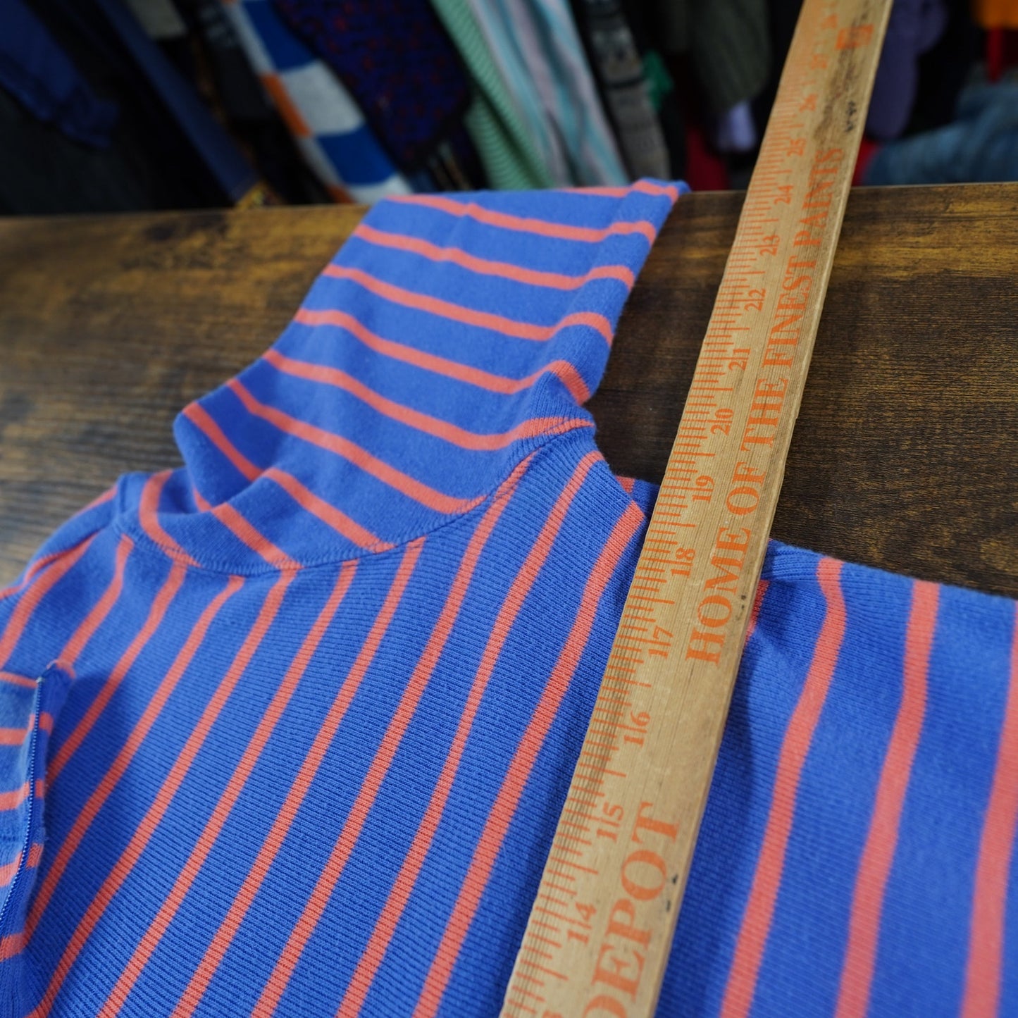 (Women's M) L.L.Bean Striped Quarter-Zip Pullover Sweater Women's M Blue Orange Gorpcore