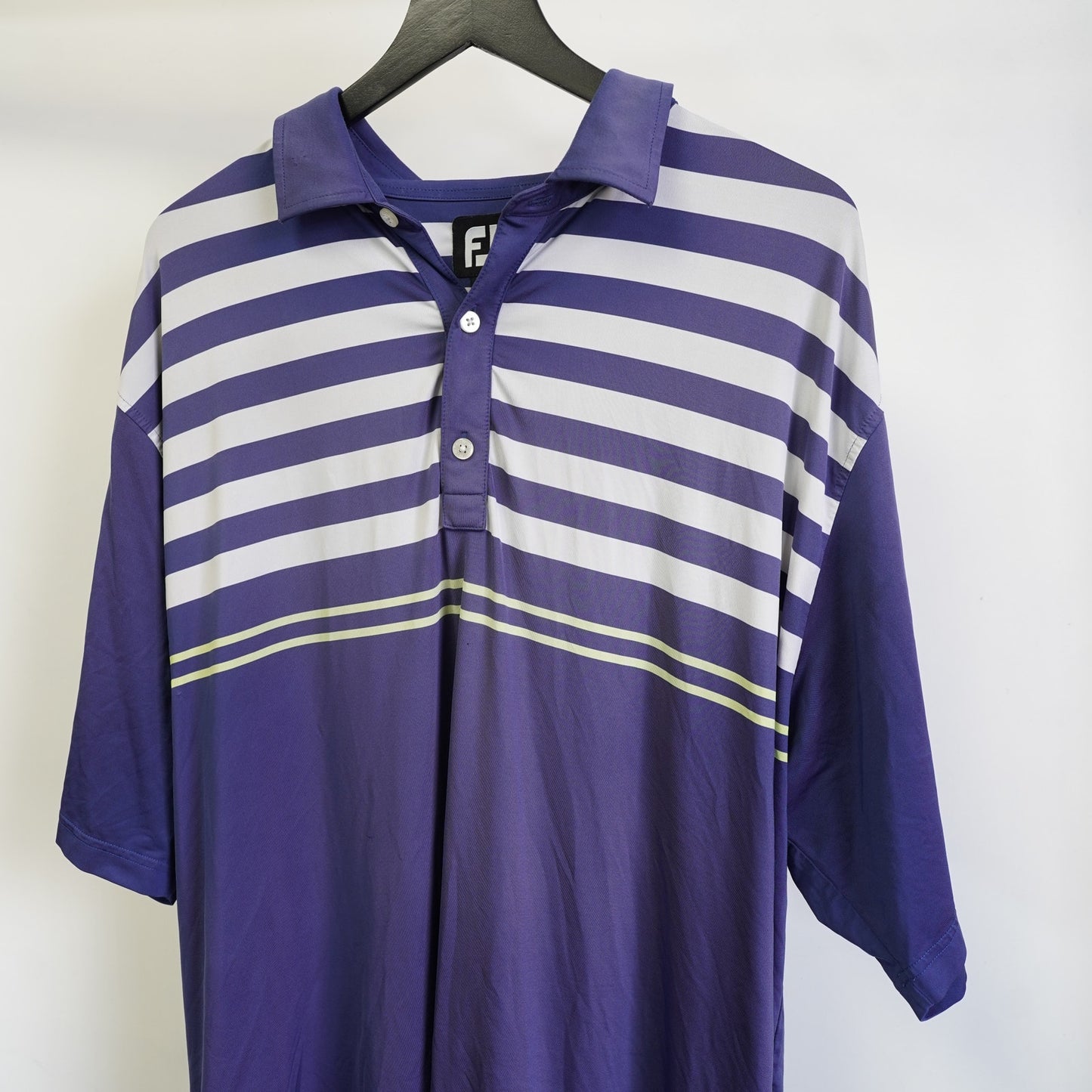 (2XL) FootJoy Windhaven Golf Club Performance Polo Shirt Men's 2XL Striped Navy Gray