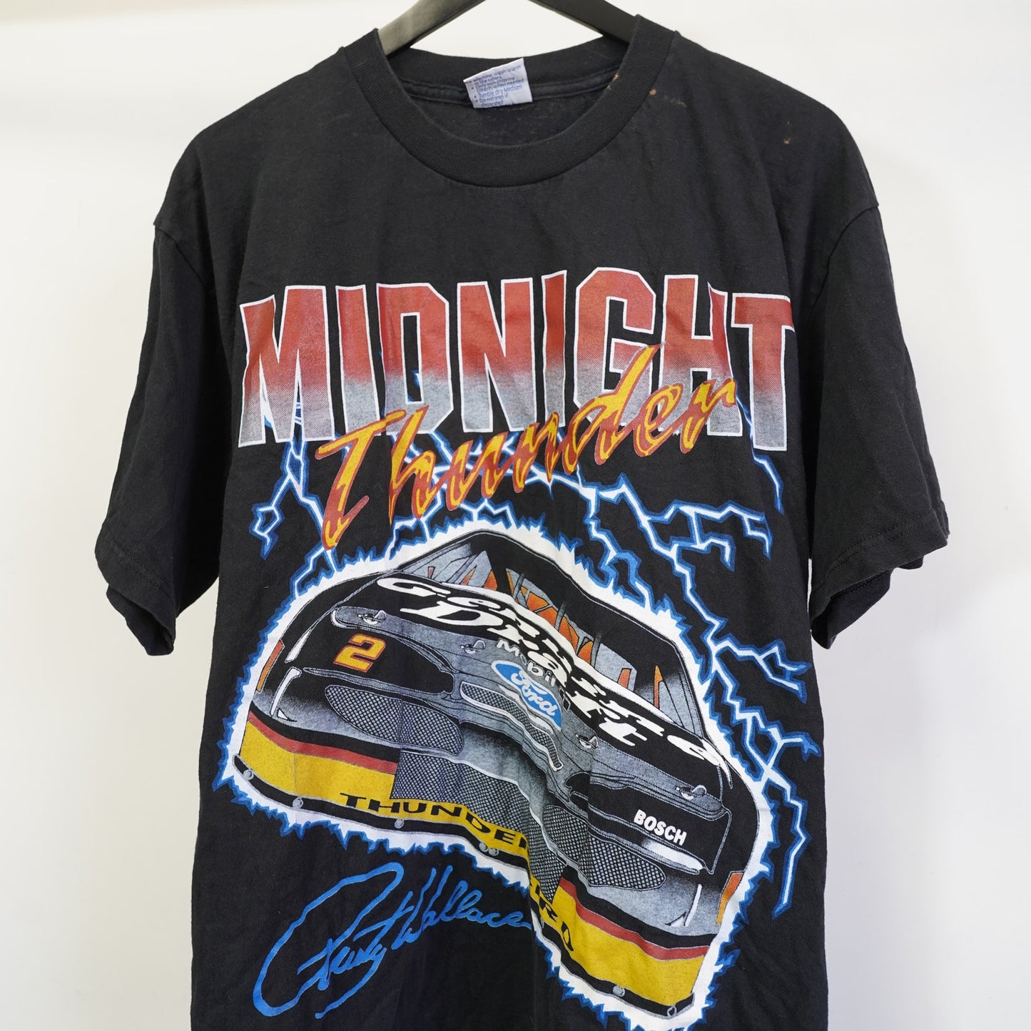 (XL) Vintage Miller Lite Nascar Racing T-Shirt Rusty Wallace Lightning Men's XL Black