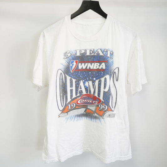 (L) Vintage Houston Comets WNBA Champion T-Shirt Size Large White Sheryl Swoopes
