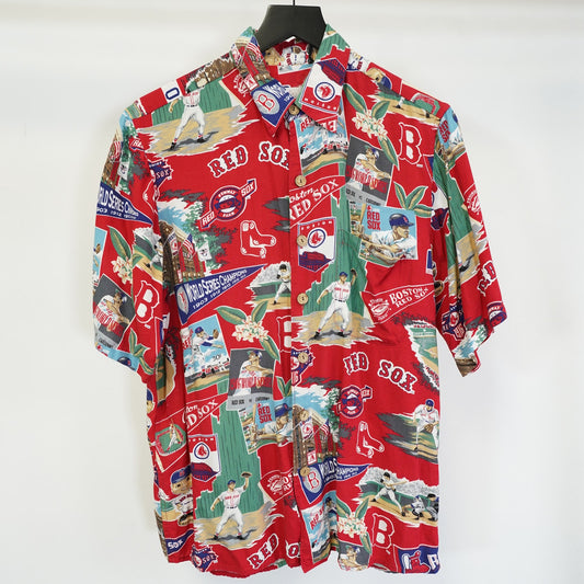 (S) Boston Red Sox Reyn Spooner Hawaiian Scenic Button-Up Shirt Men's S Red Baseball