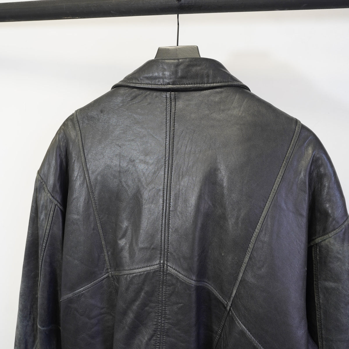 (L) Vintage Outdoor Exchange Insulated Leather Bomber Aviator Jacket Men's L Black