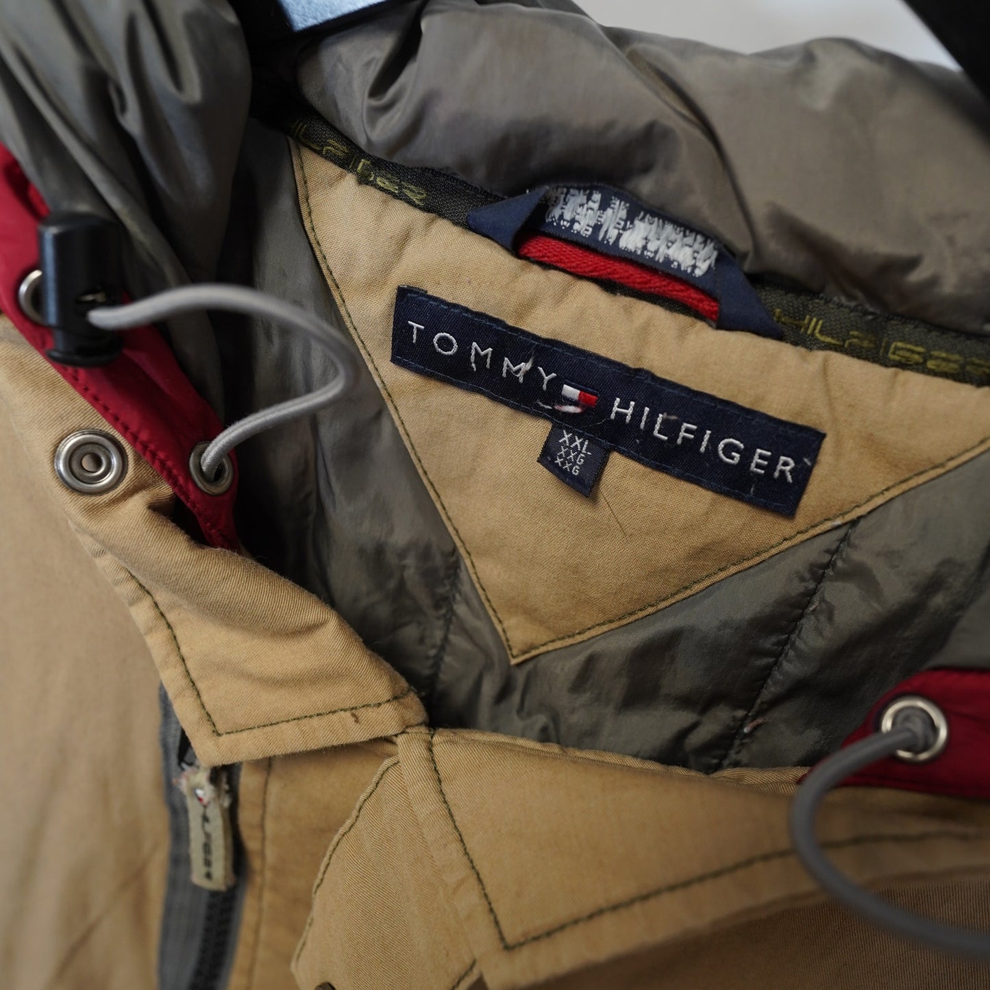 (XXL) Vintage Tommy Hilfiger Technical Jacket Asymmetric Utility 90s Men's XXL Y2K Tan
