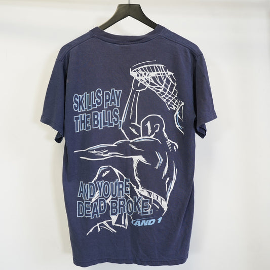 (M) Vintage AND1 Skills Pay the Bills Basketball T-Shirt Men's M And One Y2K 90s