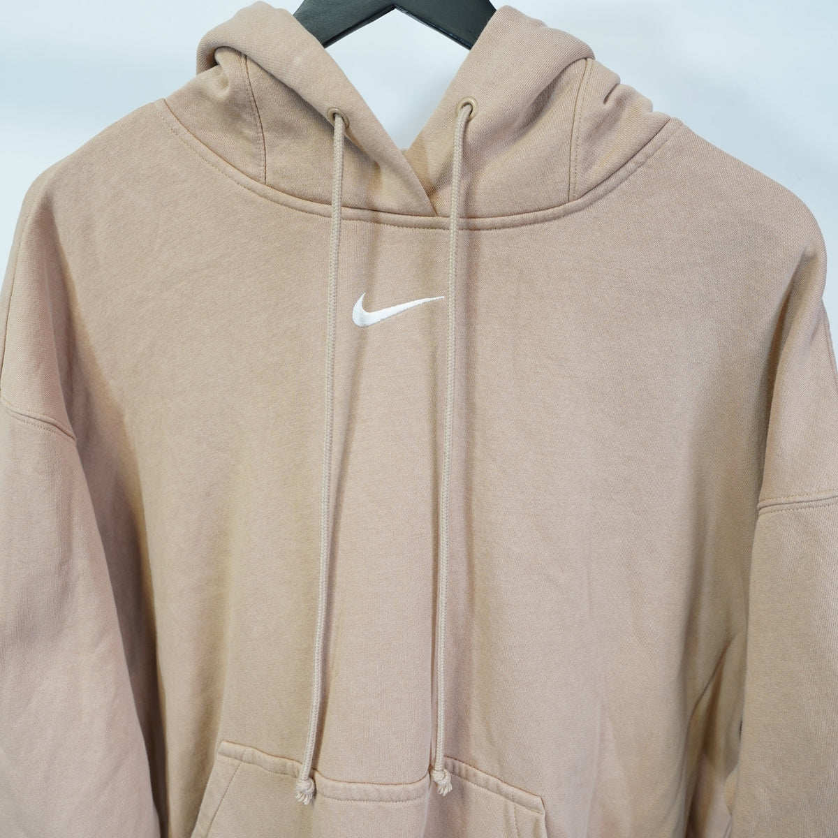 (L) Nike Center Swoosh Pullover Hoodie Men's L Tan Retro Cream Center Check Minimal