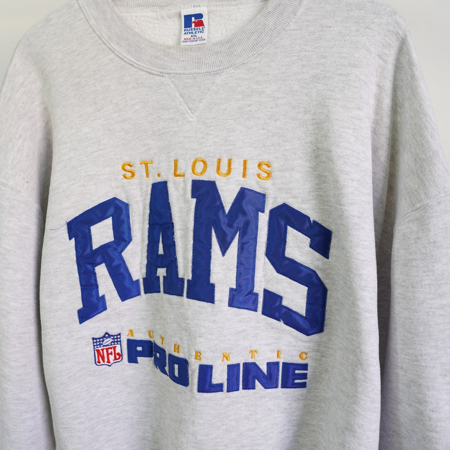 (XXL) Vintage St. Louis Rams Nfl Pro Line Sweatshirt Men's XXL Gray Sewn Russell Ath