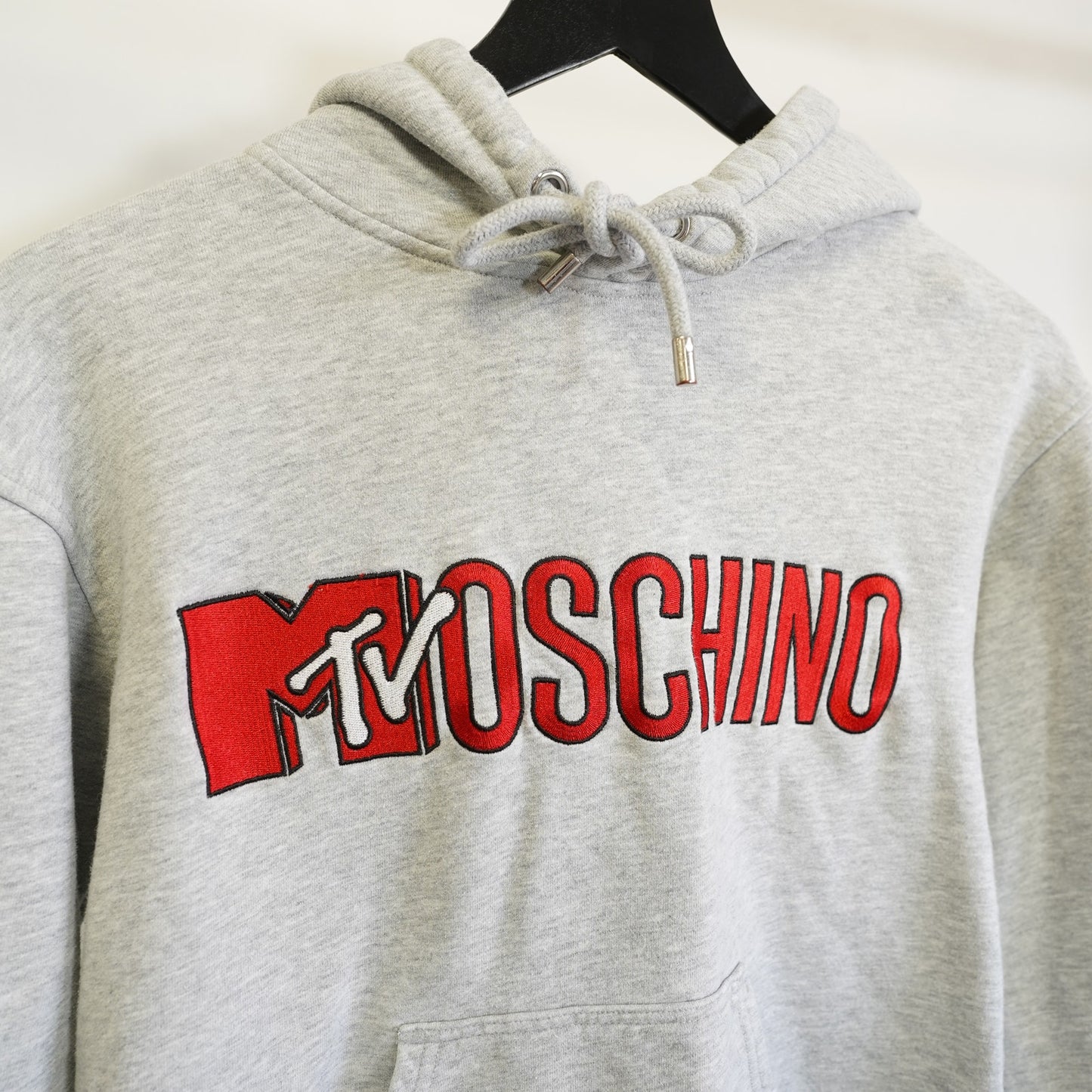 (S) Moschino x H&M MTV Embroidered Pullover Hoodie Collab Men's Small Gray Sewn