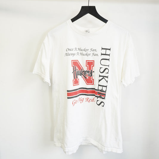 (XL) Vintage Nebraska Corn Huskers 90s Graphic T-Shirt Men's XL White Retro Throwback