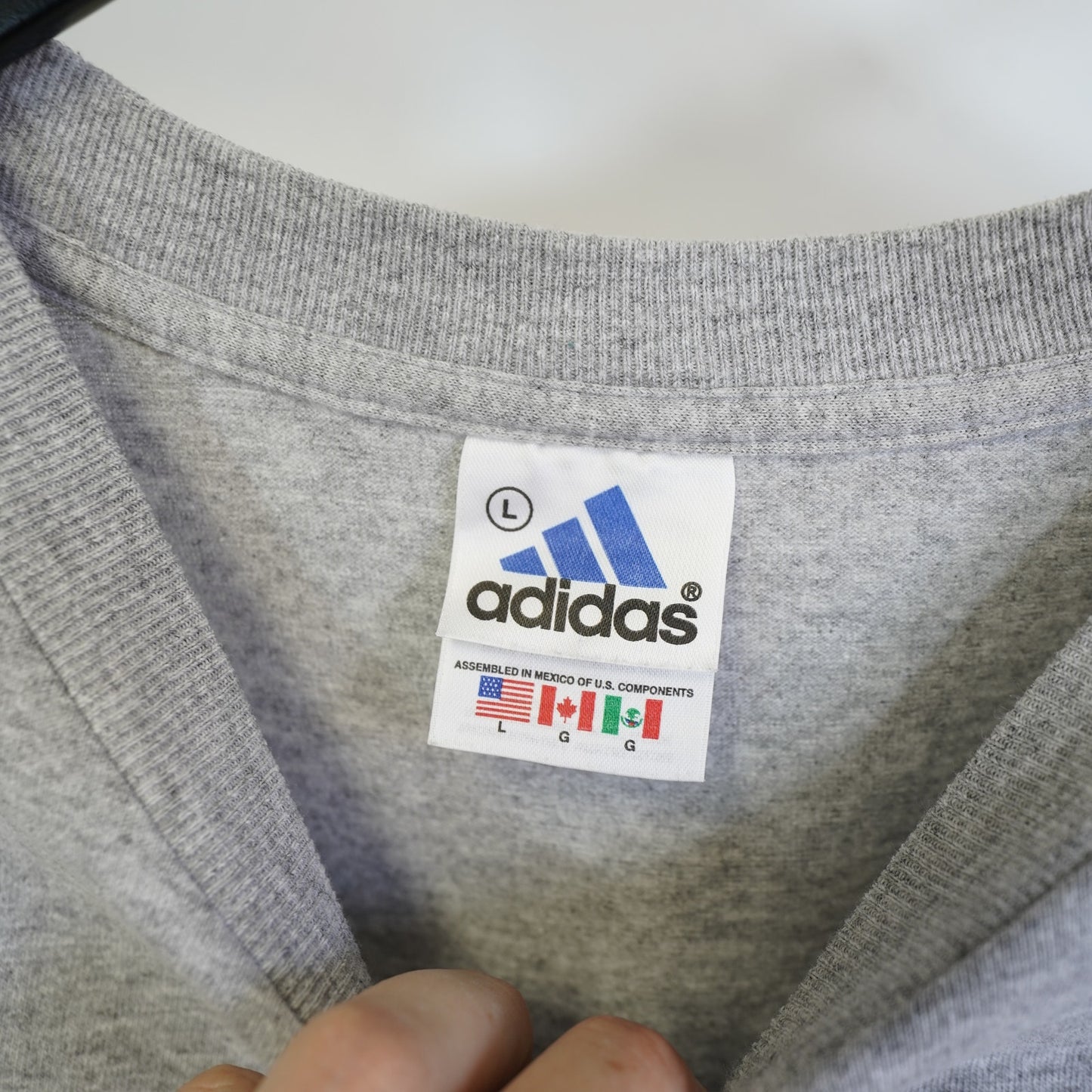 (L) Vintage Adidas Sportswear Y2K Big Logo T-Shirt Men's L Gray 2000s Essential