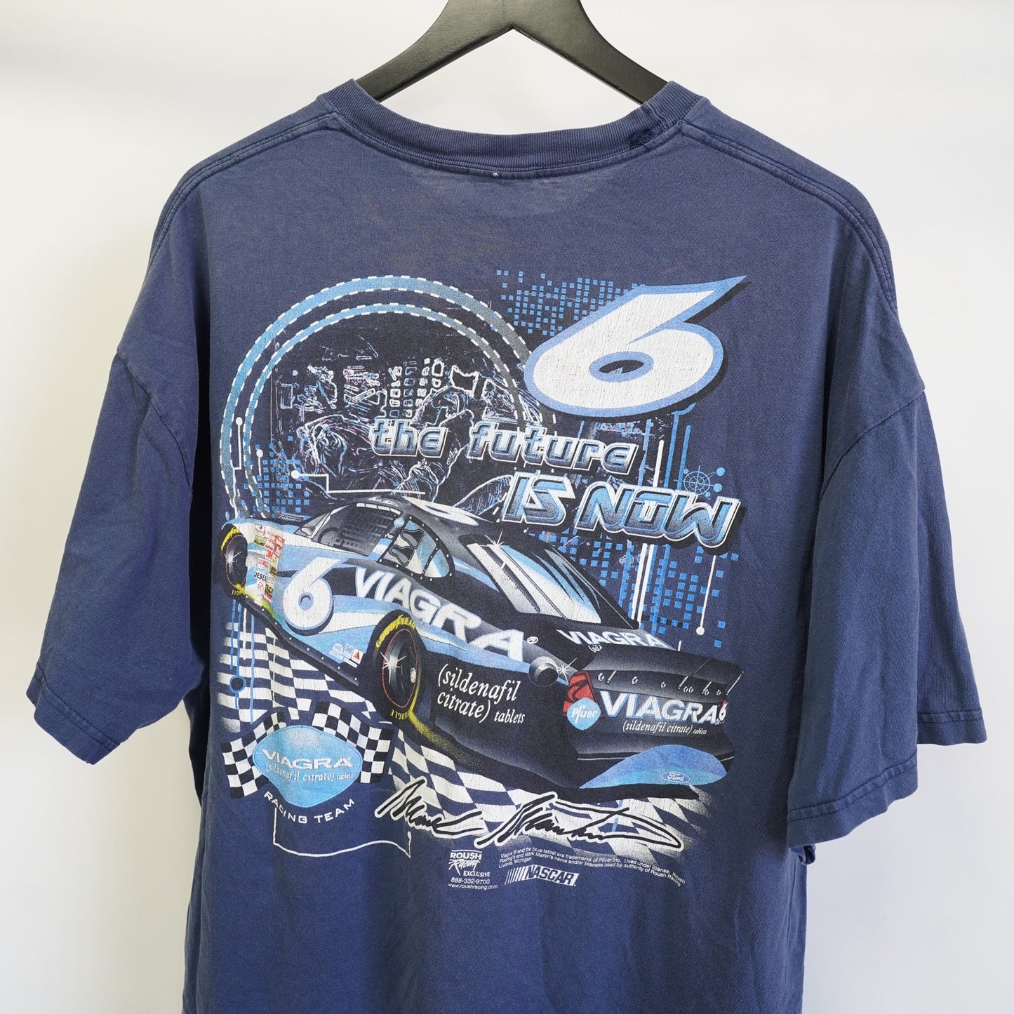 (XXL) Vintage Nascar Mark Martin Viagra Racing T-Shirt Men's 2XL Blue All Over Print