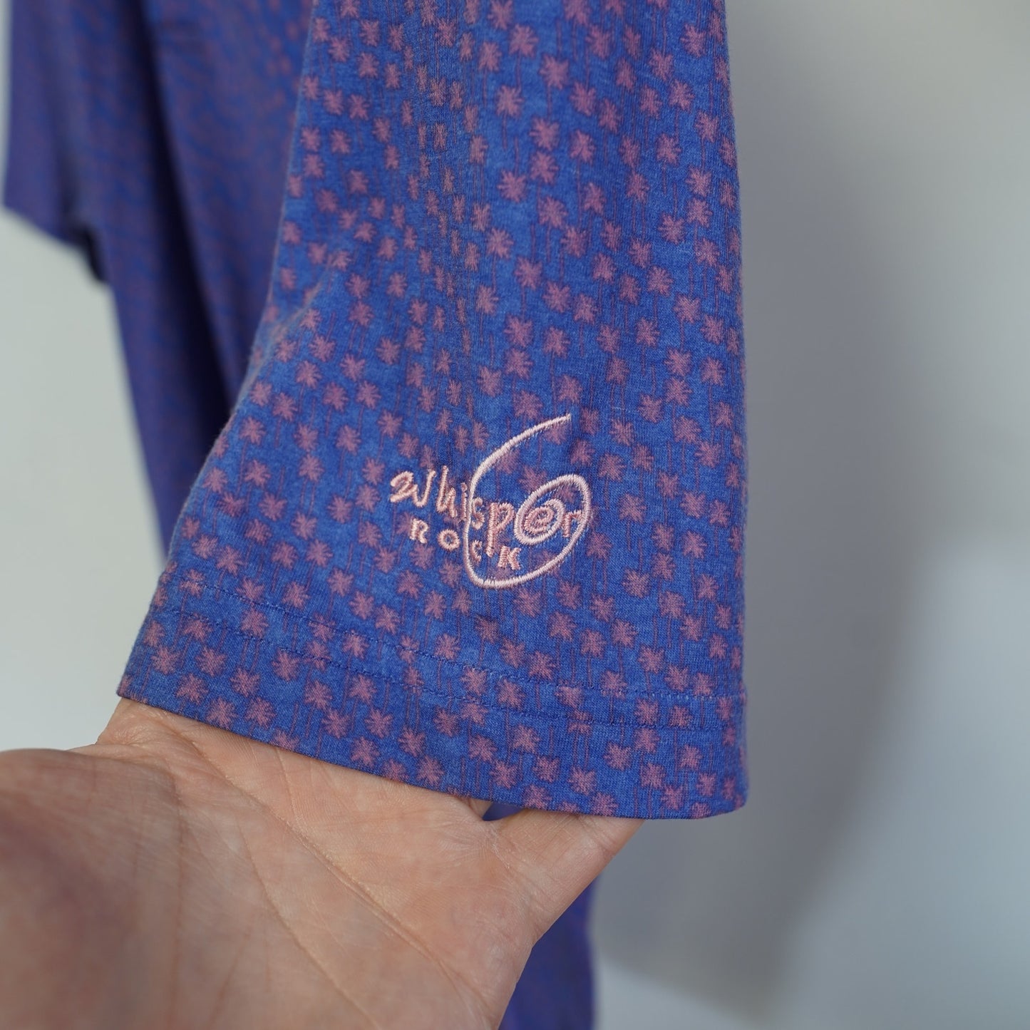 (L) Johnnie-O Top Shelf Palm Tree Golf Performance Polo Shirt Men's L Blue Pink