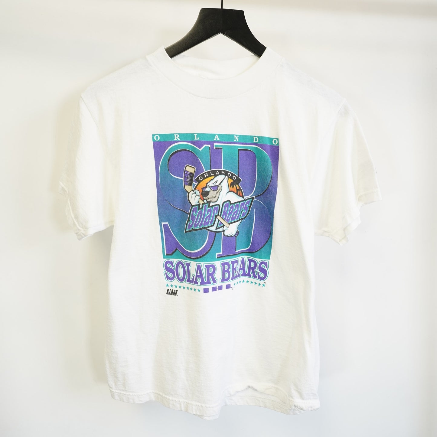 (Youth XL) Vintage Orlando Solar Bears Hockey T-Shirt Youth XL 18-20 White Logo Athletic