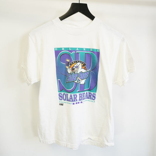 (Youth XL) Vintage Orlando Solar Bears Hockey T-Shirt Youth XL 18-20 White Logo Athletic