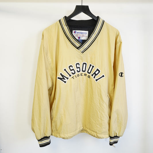(M) Vintage Missouri Tigers Champion Embroidered Windbreaker Pullover Men's M Gold