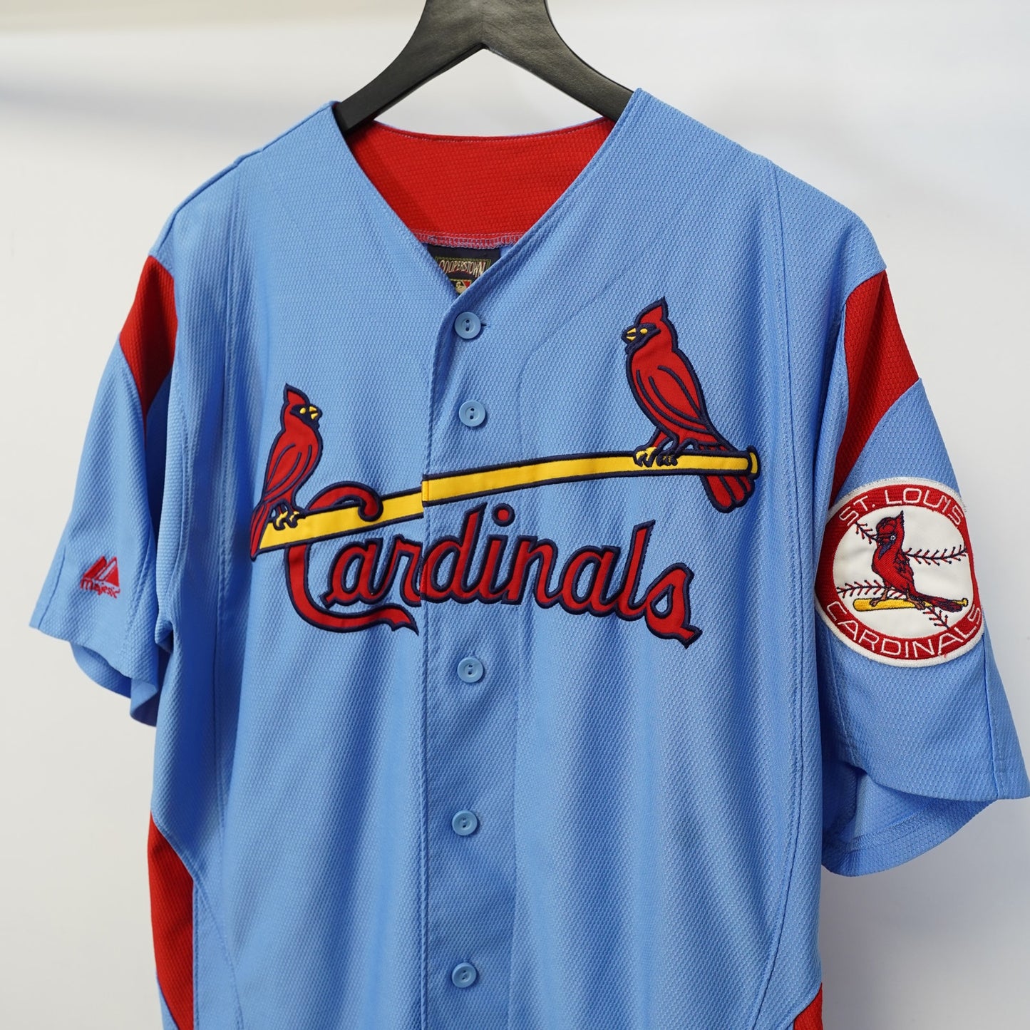 (M) St. Louis Cardinals Majestic Stitched Cooperstown Baseball Jersey Men's M Blue