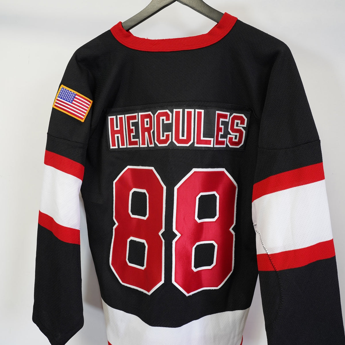 Vintage (M) K1 Sportswear 90s Hockey Jersey Sewn Men's M Black Red Hercules Retro