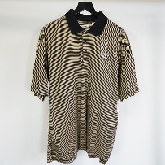 (L) Vintage Pebble Beach Golf Links Striped Polo Shirt Men's L Stitched Pima Cotton