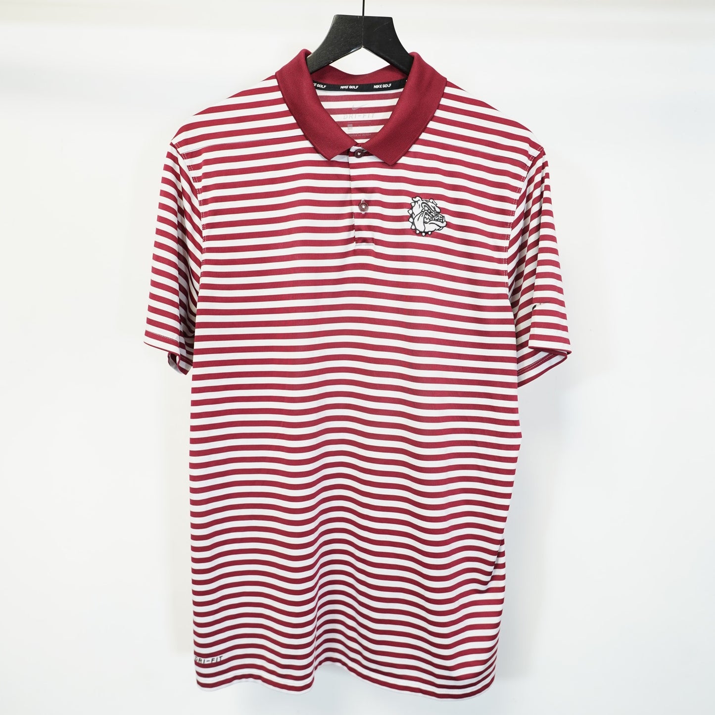 (L) Mississippi State Bulldogs Nike Golf Striped Polo Shirt Men's L DriFit Red White