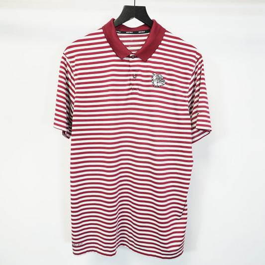 (L) Mississippi State Bulldogs Nike Golf Striped Polo Shirt Men's L DriFit Red White