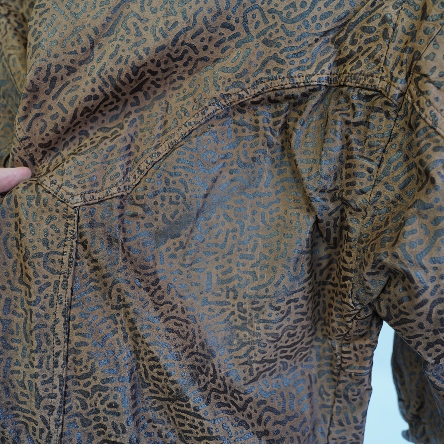 (Women's M) Vintage G-III Animal Print 80s Leather Jacket Women's M Brown Cheetah Pattern