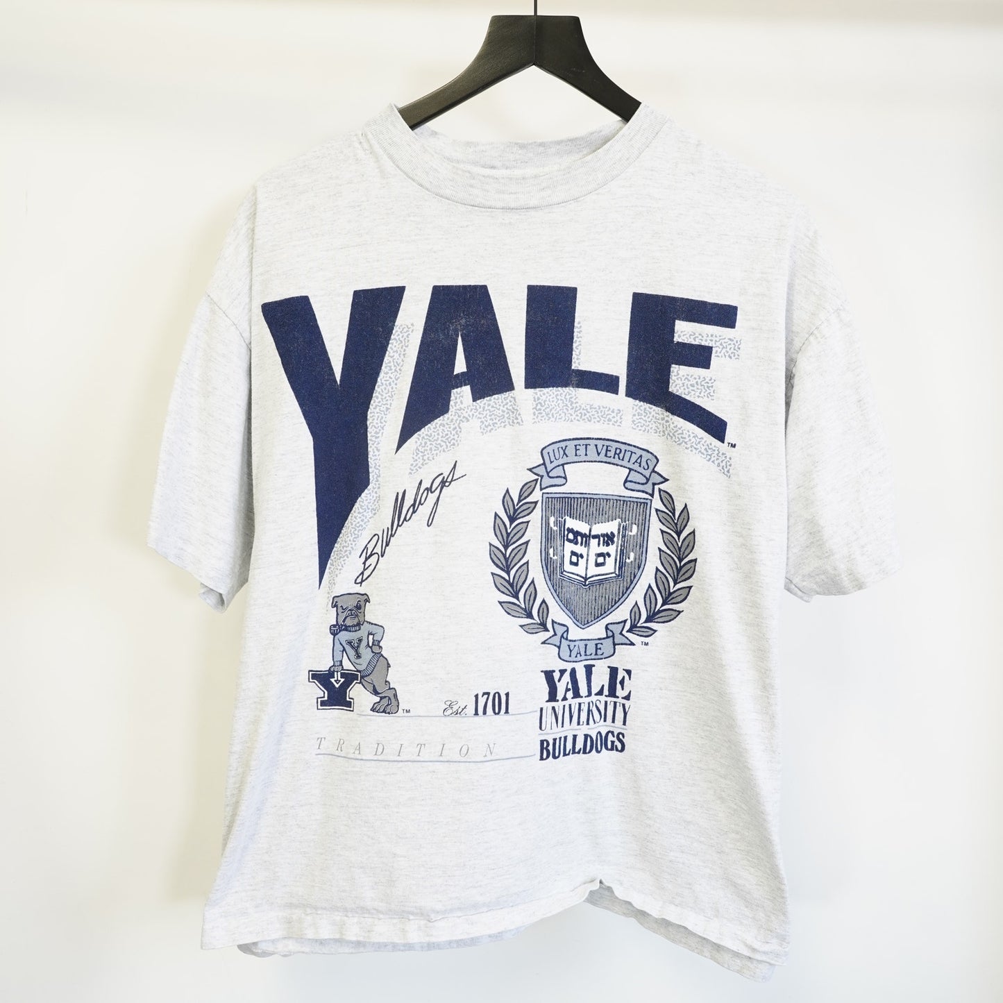 (XL) Vintage Yale University Bulldogs 90s Graphic T-Shirt Men's XL Heather Gray