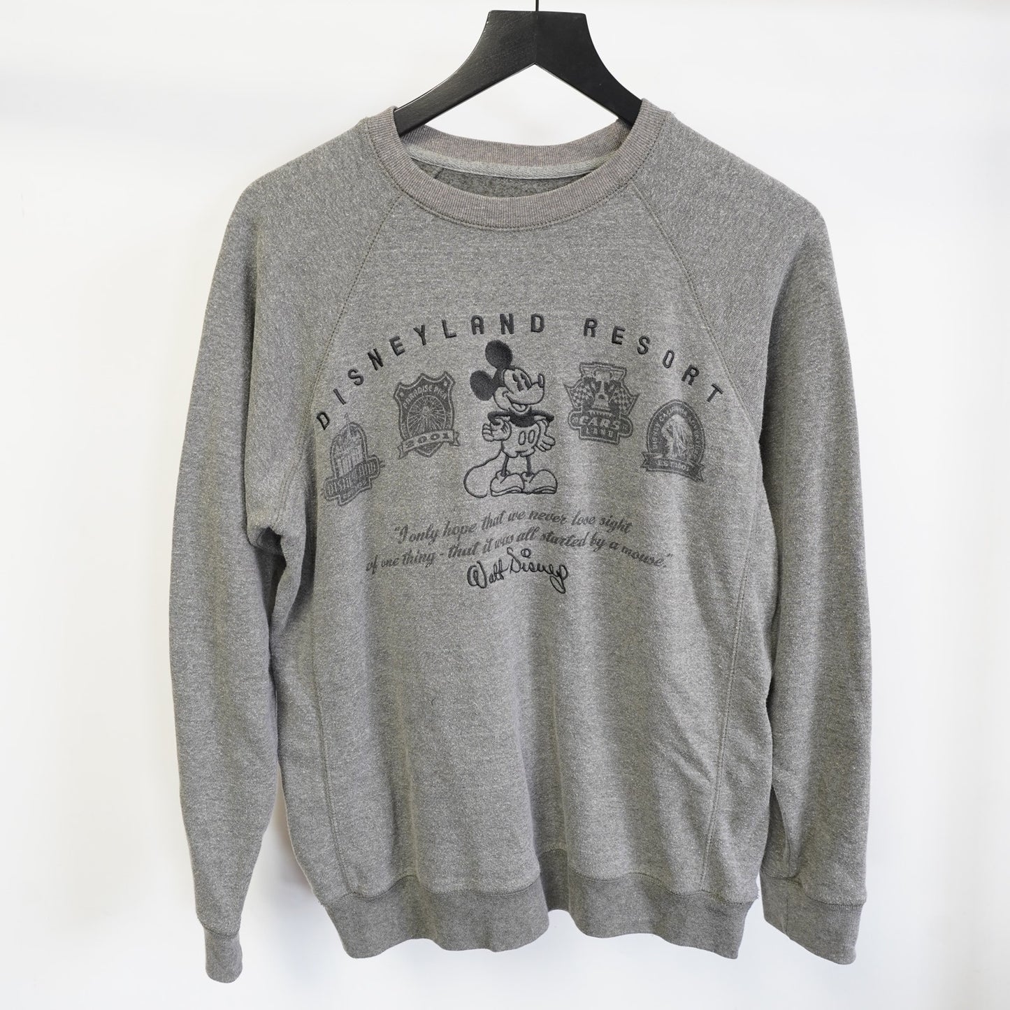 (M) Mickey Mouse Disneyland Stitched Crewneck Sweatshirt Men's M Gray Sewn Retro