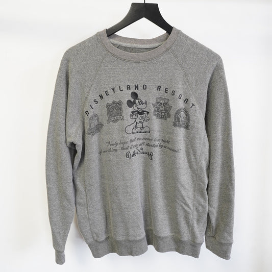 (M) Mickey Mouse Disneyland Stitched Crewneck Sweatshirt Men's M Gray Sewn Retro