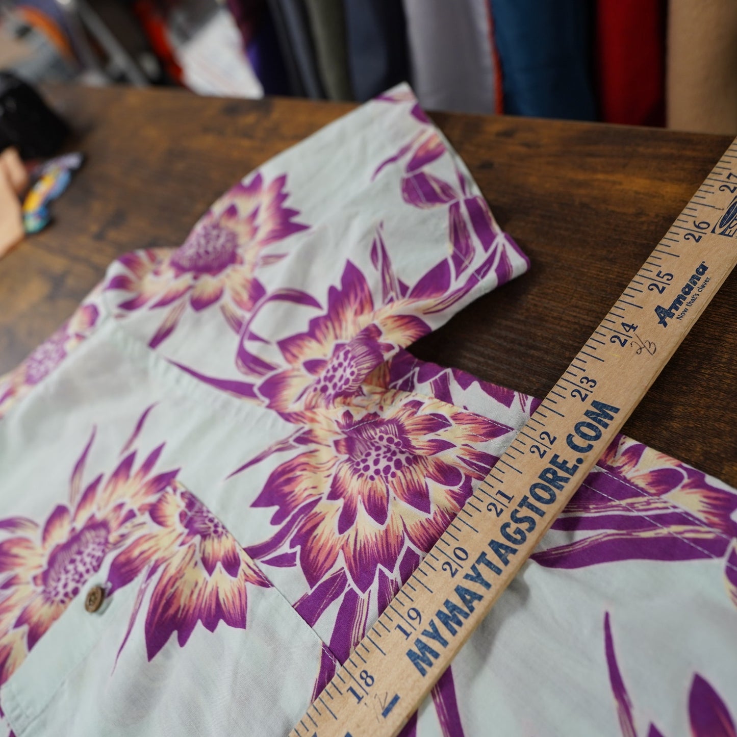 (L) Patagonia Organic Cotton Hawaiian Shirt Men's L Floral Tropical Blue Purple