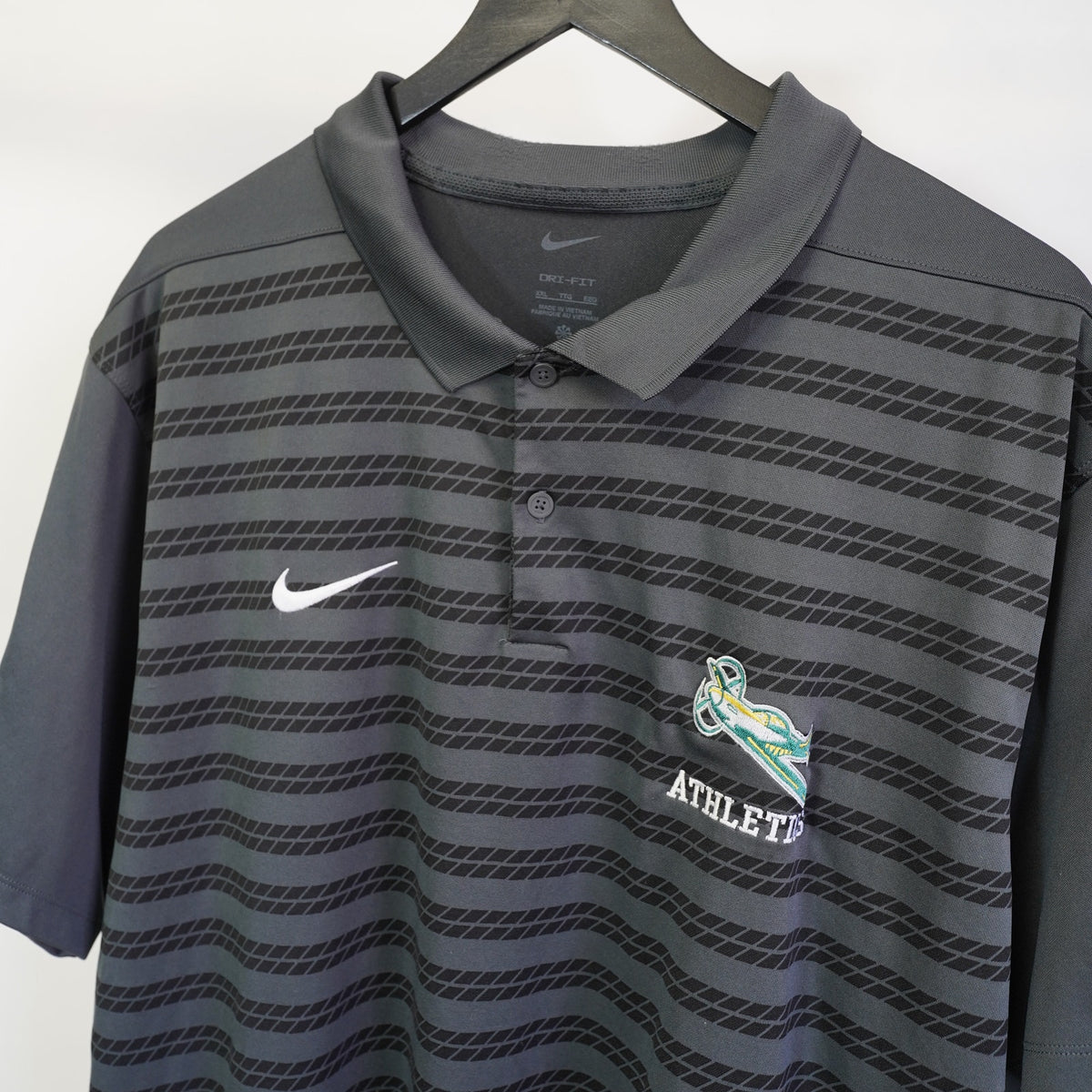 (XXL) Nike P-51 Mustang Fighter Plane Sewn Striped Dri-Fit Golf Polo Shirt Men's XXL