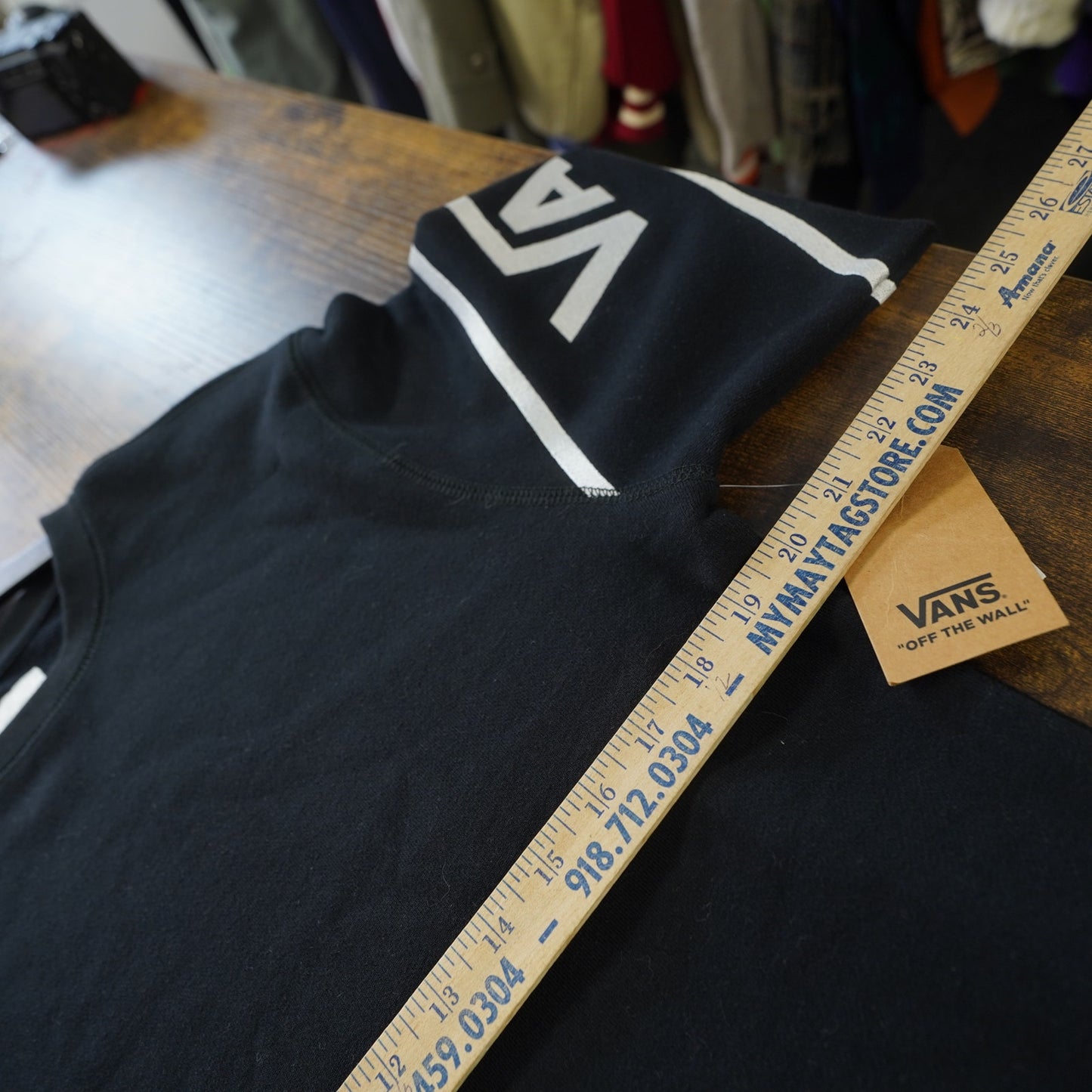 (S) Vans Skateboards Crewneck Sweatshirt Sewn Sleeve Logo Men's S Black New w/Tags