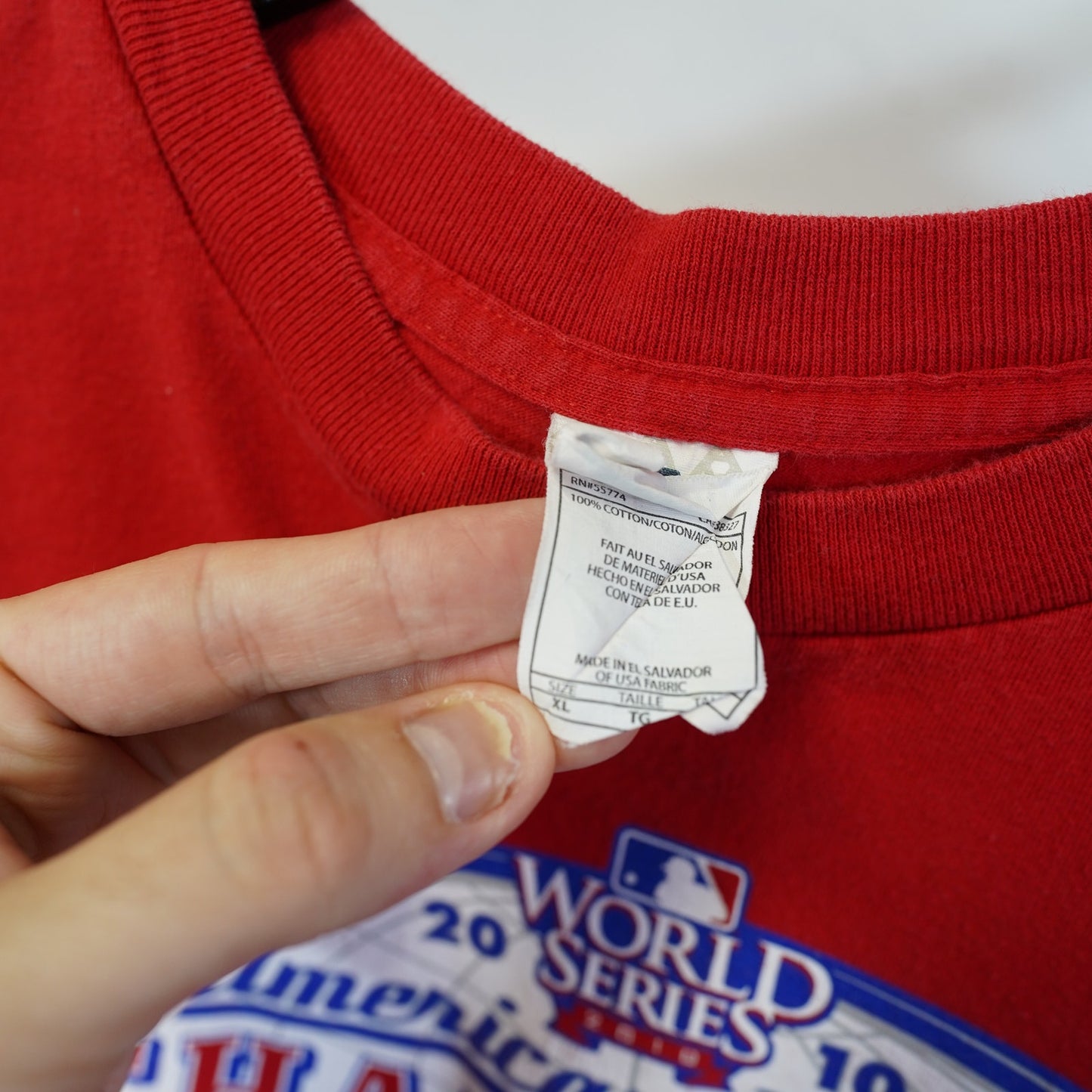 (XL) Texas Rangers 2010 World Series Baseball T-Shirt Men's XL Red Retro MLB