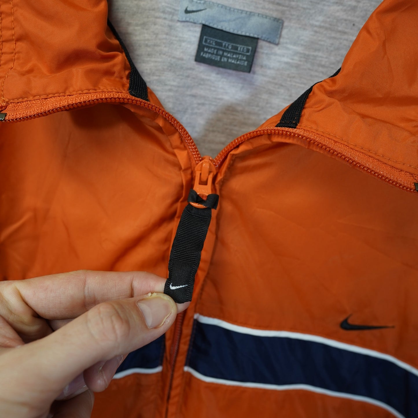 (XXL) Vintage Orange Nike 2000s Windbreaker Men's XXL Cotton Lined 2000s Running