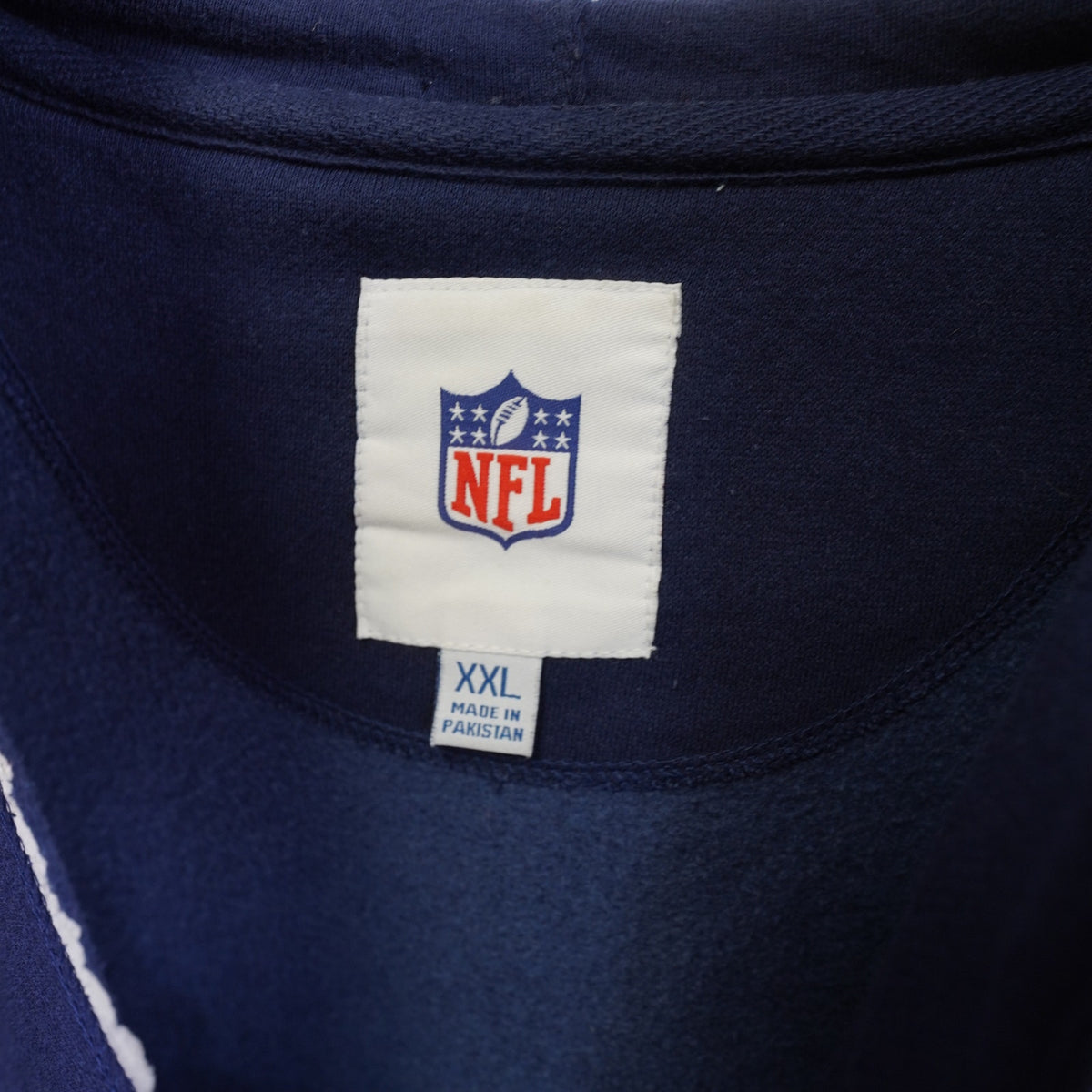(XXL) Denver Broncos Sewn Full Zip Embroidered Hoodie Men's XXL Navy Blue Retro