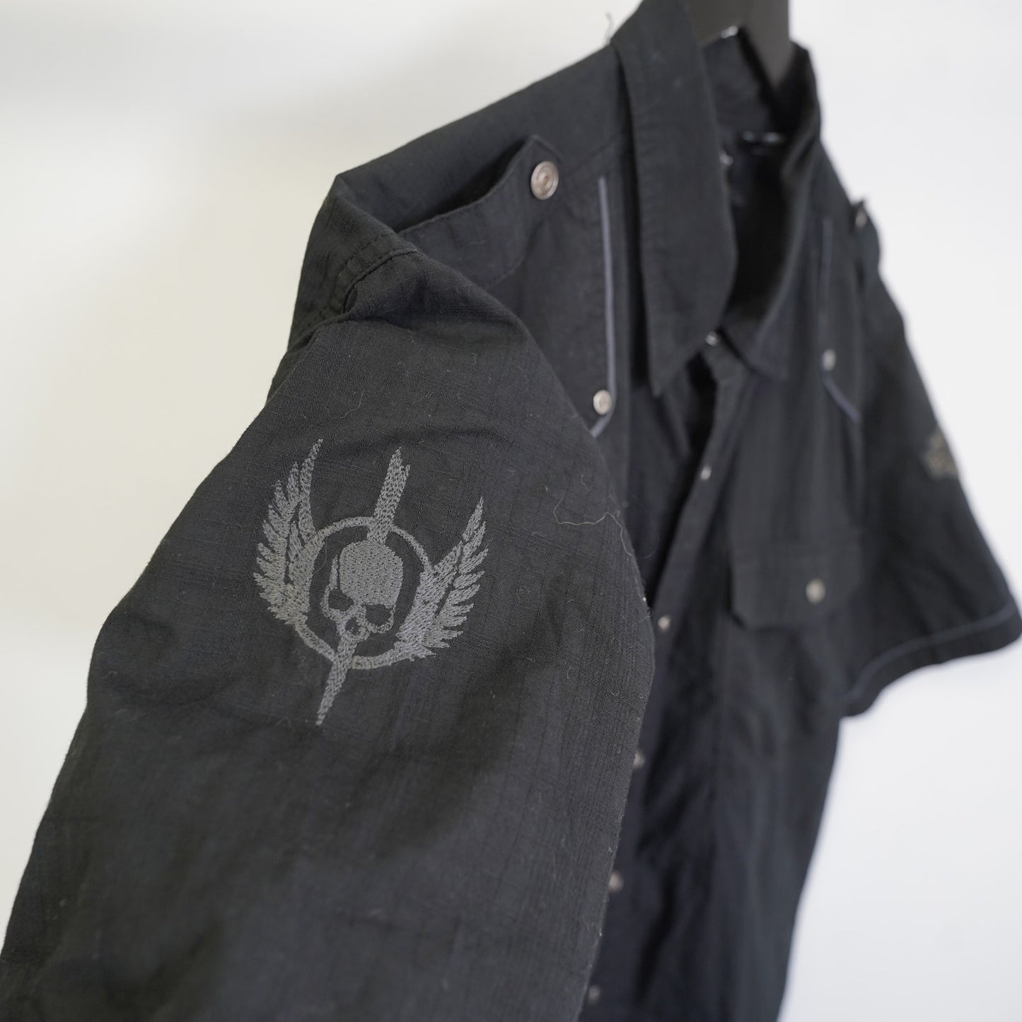 (XL) Harley Davidson Motorcycles Embroidered Button Up Shirt Men's XL Black Biker