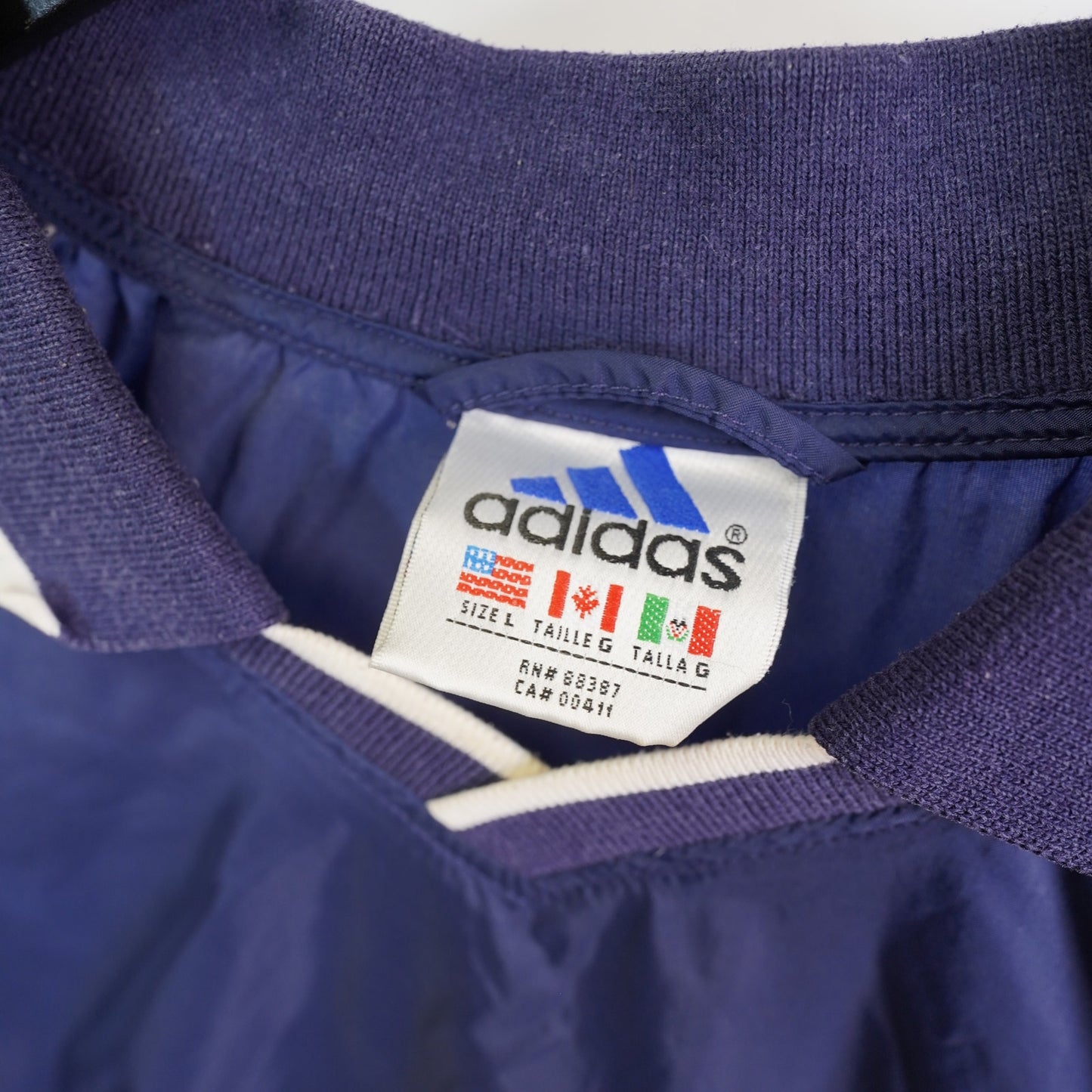 (L) Vintage Adidas Pullover Windbreaker 90s Retro Jacket Men's L Blue White Y2K