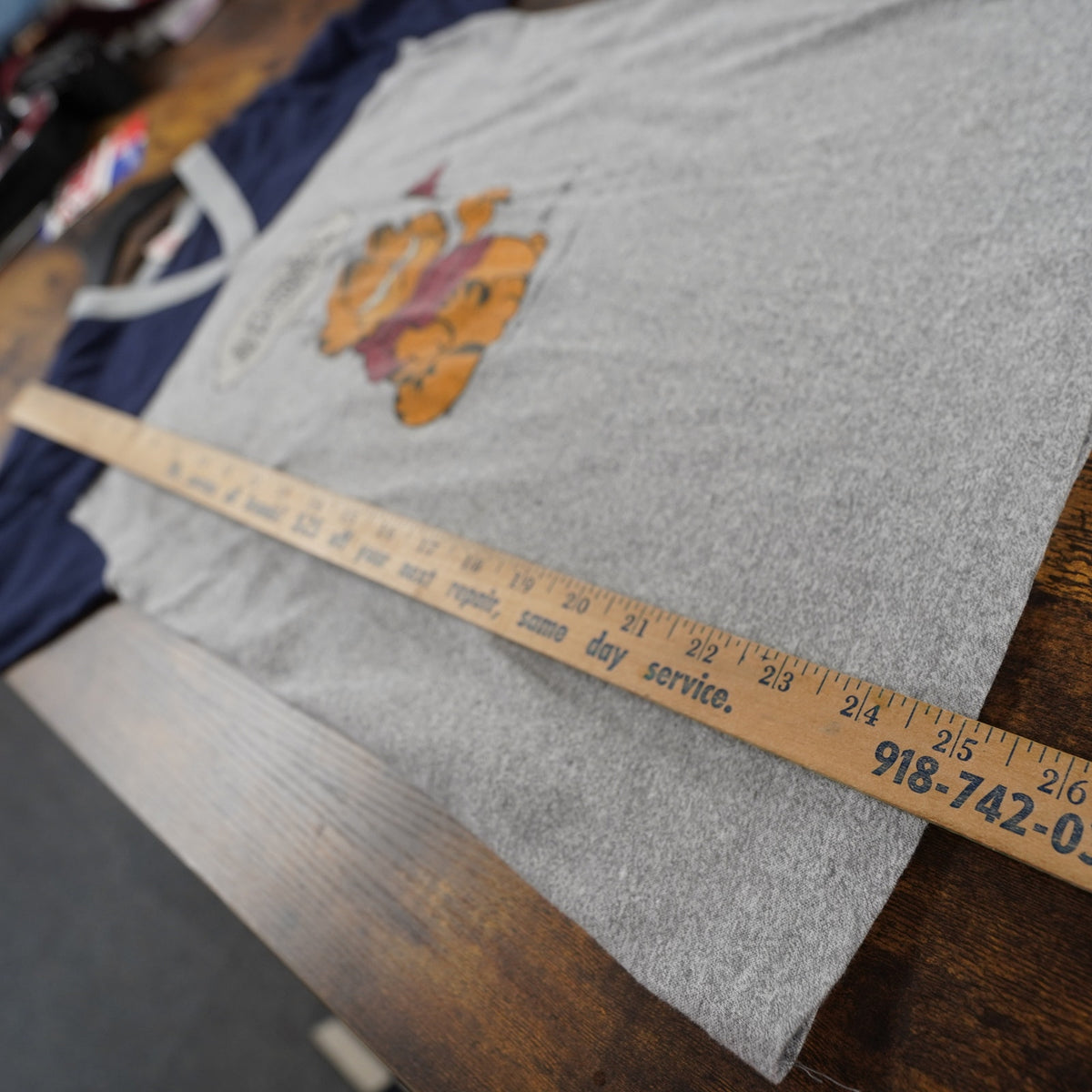 (XS) True Vintage Rice University Garfield 70s-80s Cartoon T-Shirt Men's XS Gray Blue