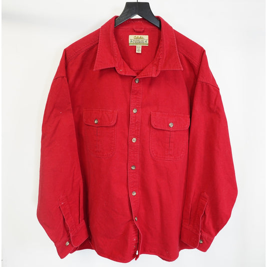 (3XL) Vintage Cabela's Deerskin Chamois Button Up Men's 3XL Red Hunting Outdoor Hiking