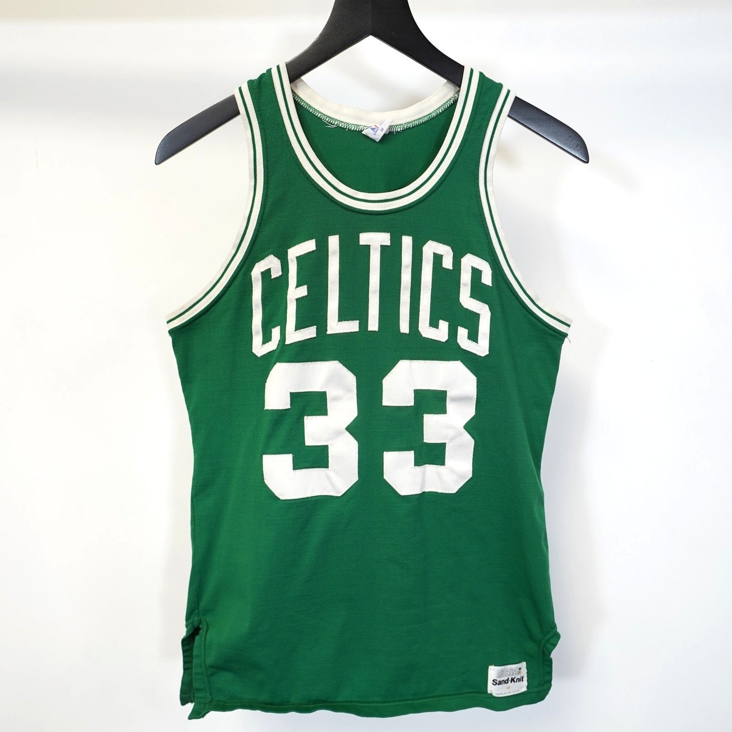 (M) Sz. 40 Vintage 1980s Larry Bird Boston Celtics Sand Knit Jersey Men's Stitched