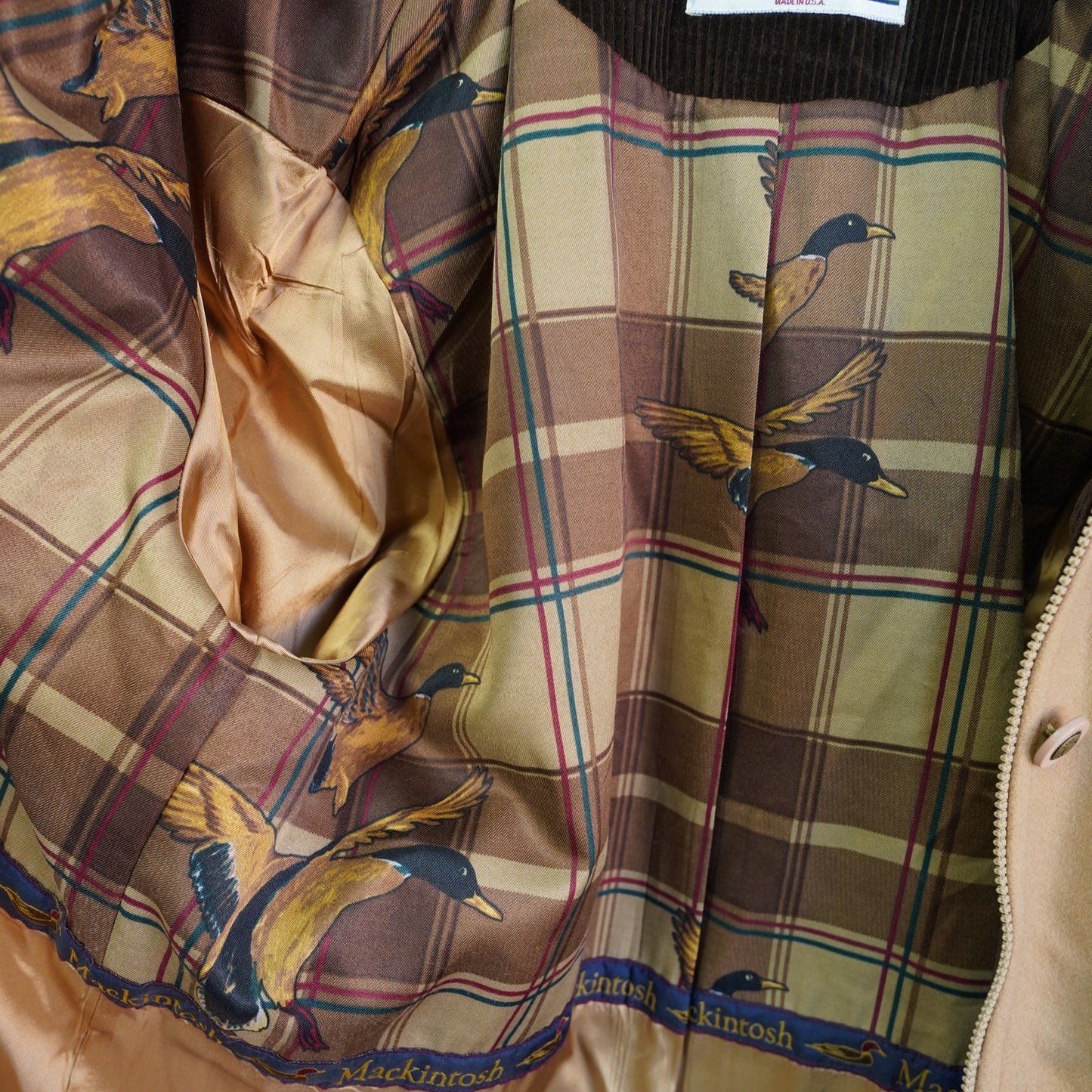 (Women's M) Vintage Mackintosh New England Wool Overcoat Jacket Women's 10 M Tan Plaid Lined