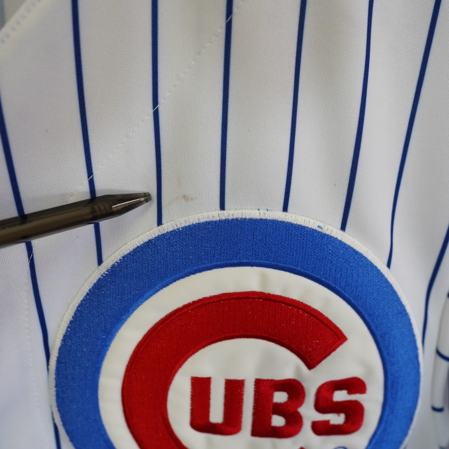 (M) Majestic Chicago Cubs Pinstripe Kenny Wood Authentic Vintage MLB Jersey